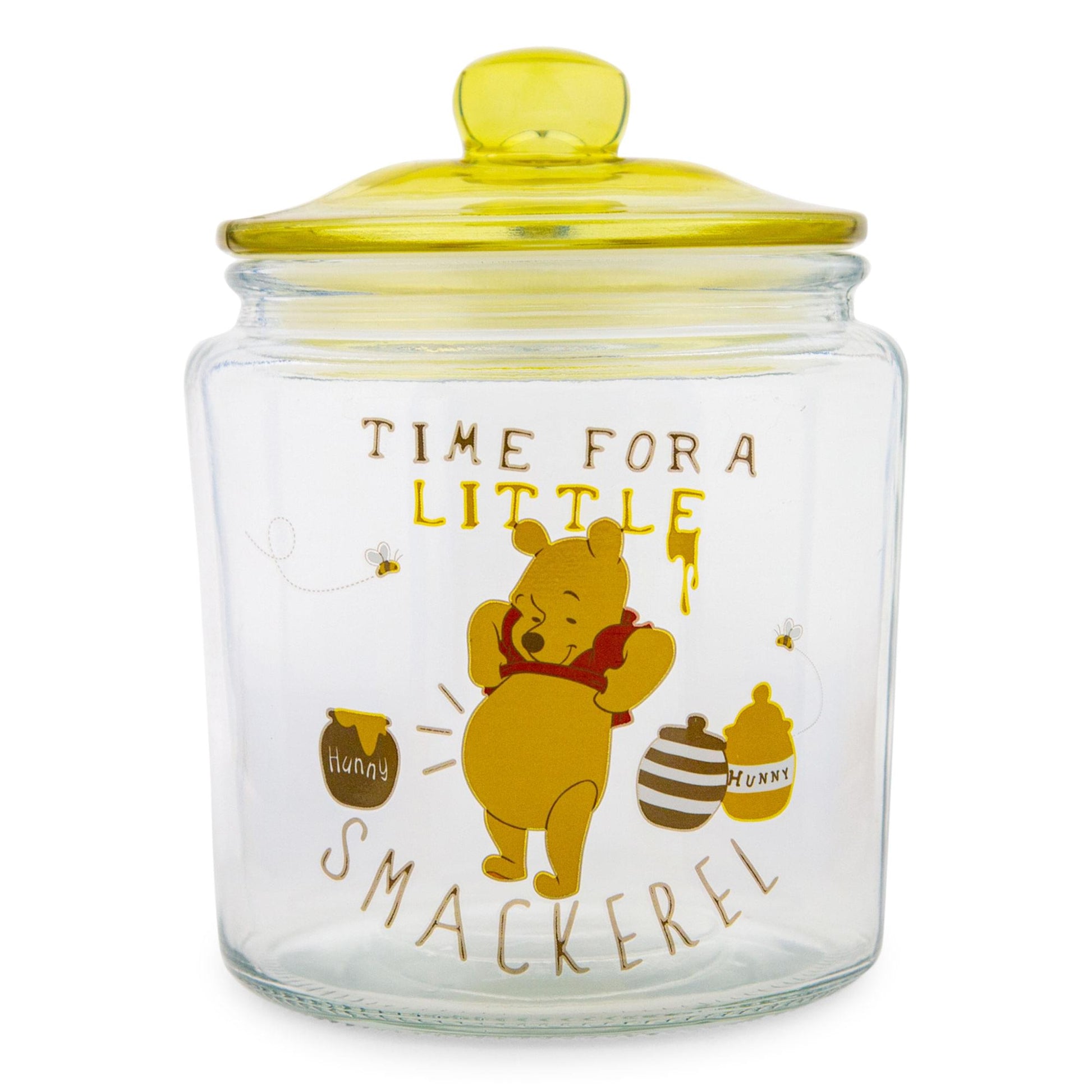 Disney Winnie the Pooh Glass Snack Jar Container With Lid | 6 Inches Tall