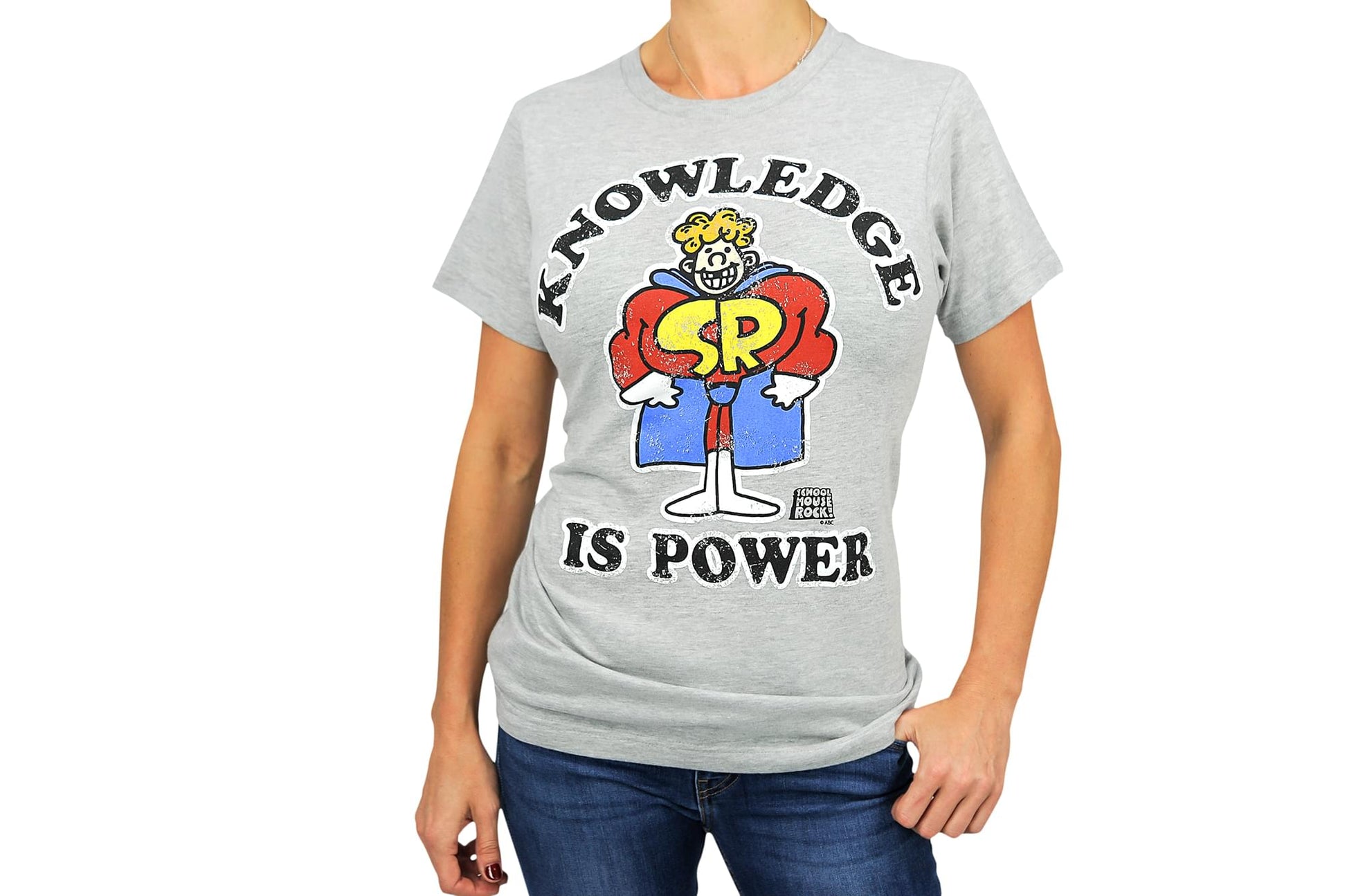 Schoolhouse Rock! “Knowledge Is Power” Adult T-Shirt - Grey M