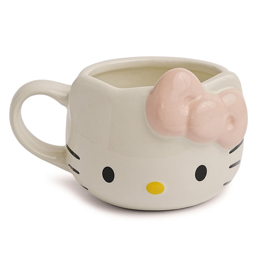 Sanrio Hello Kitty Face Pink Bow Sculpted Ceramic Mug | Holds 20 Ounces