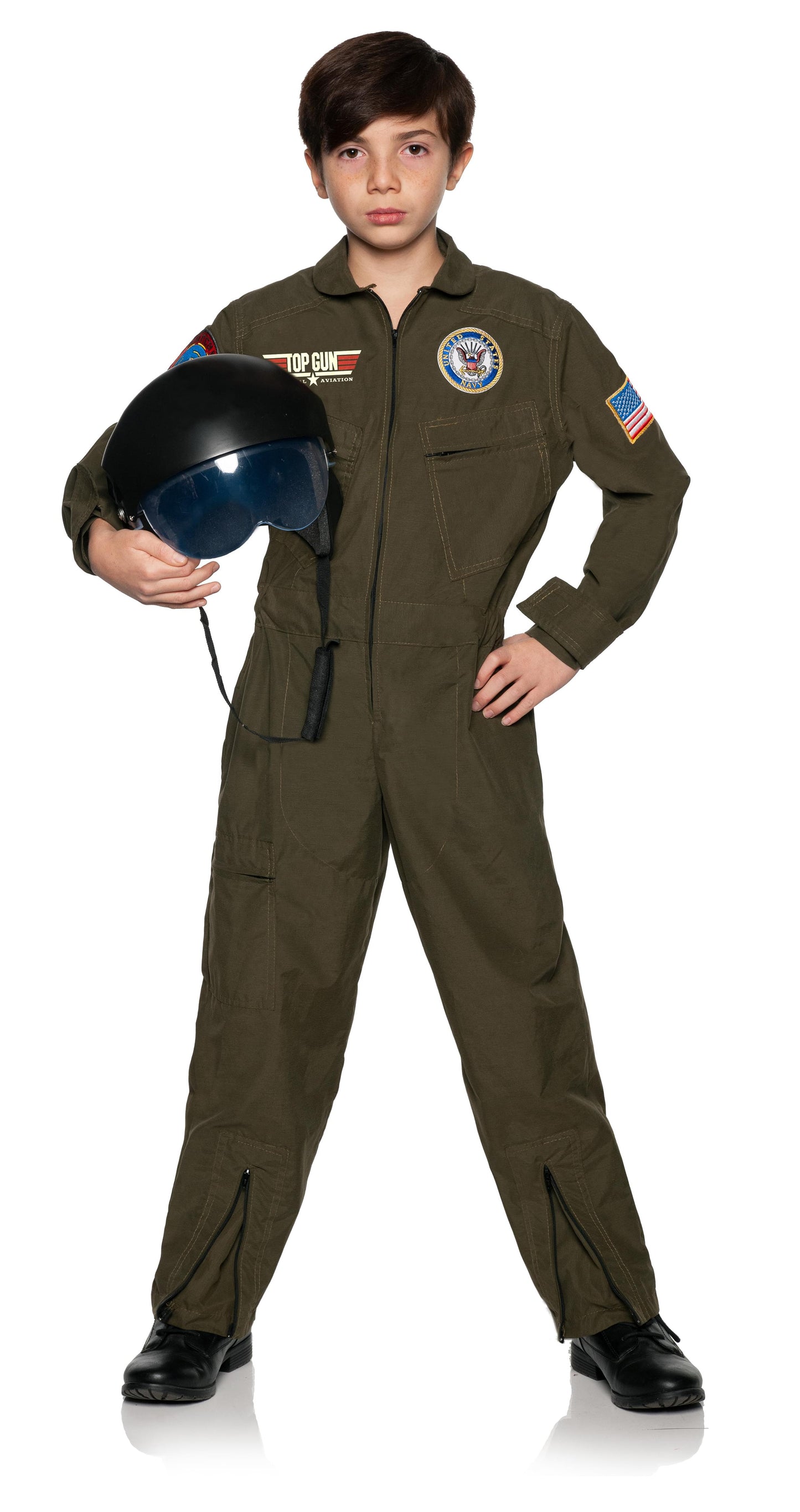 Navy Top Gun Pilot Jumpsuit Child Costume | Large