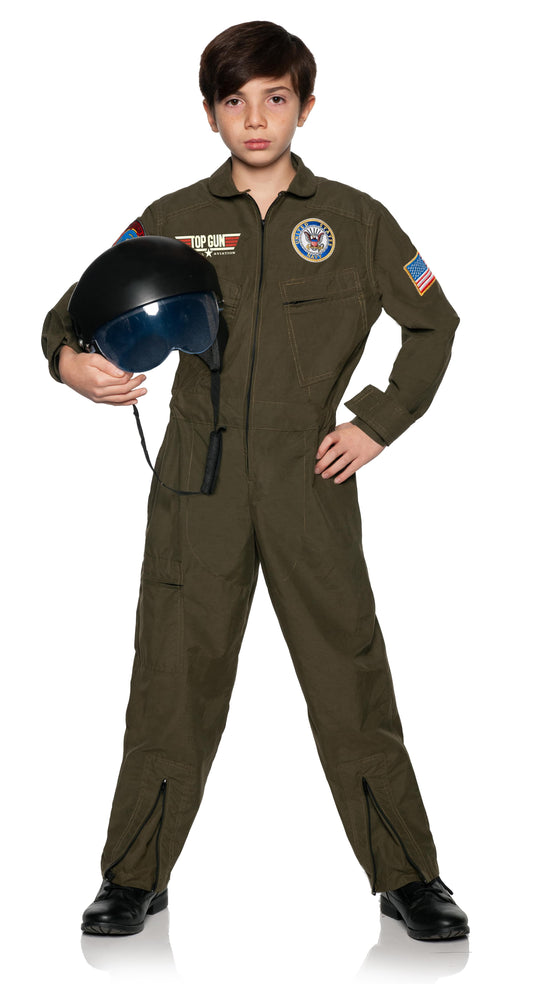 Navy Top Gun Pilot Jumpsuit Child Costume | Large