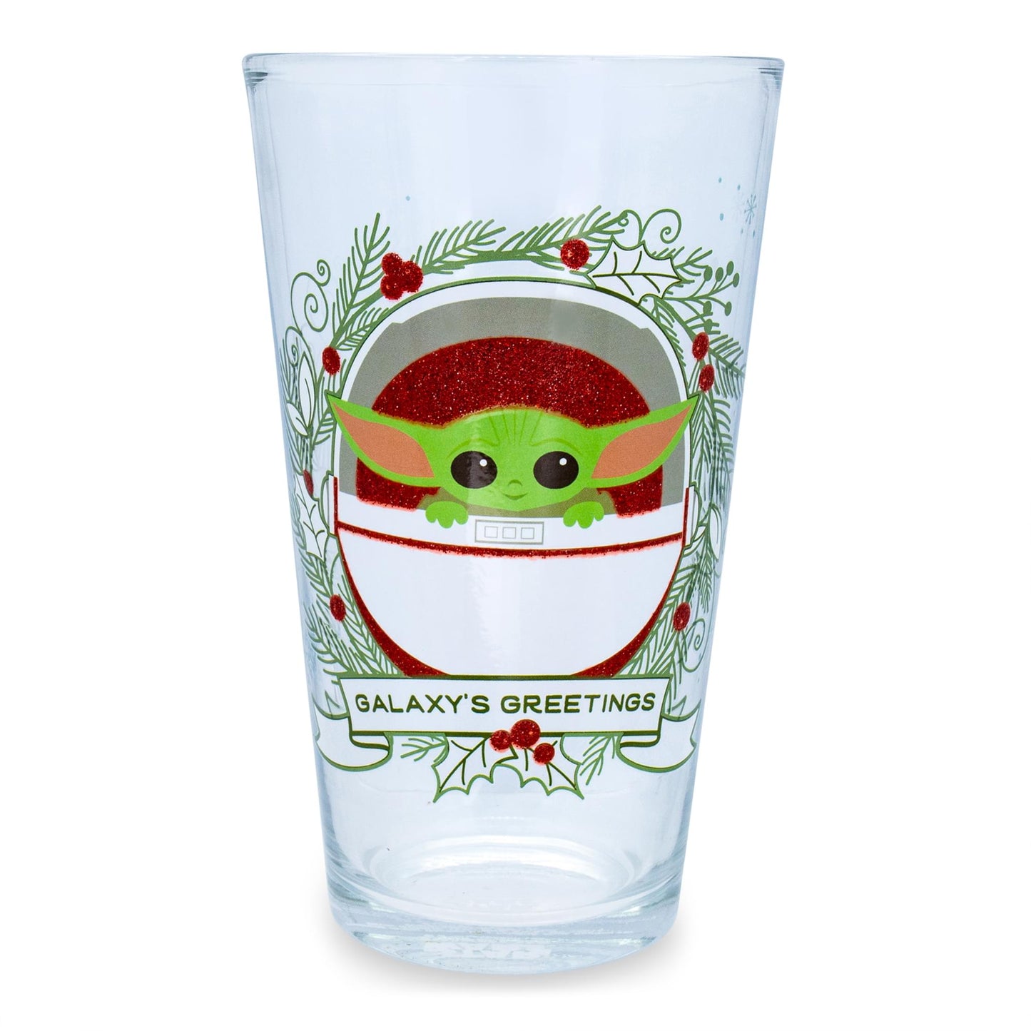 Star Wars: The Mandalorian Grogu Holiday Pint Glass | Holds 16 Ounces