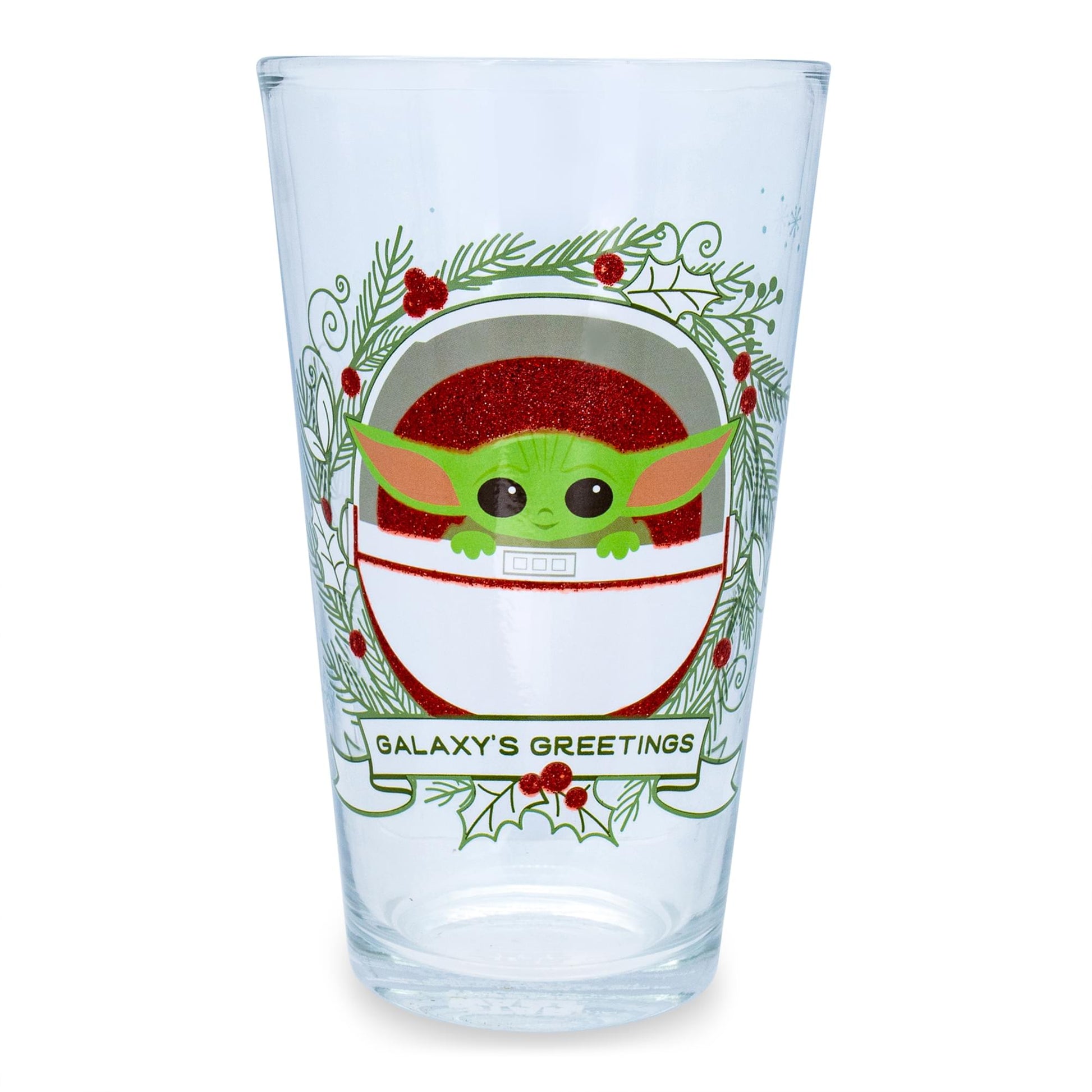 Star Wars: The Mandalorian Grogu Holiday Pint Glass | Holds 16 Ounces
