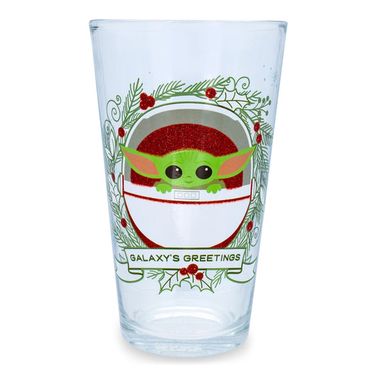 Star Wars: The Mandalorian Grogu Holiday Pint Glass | Holds 16 Ounces