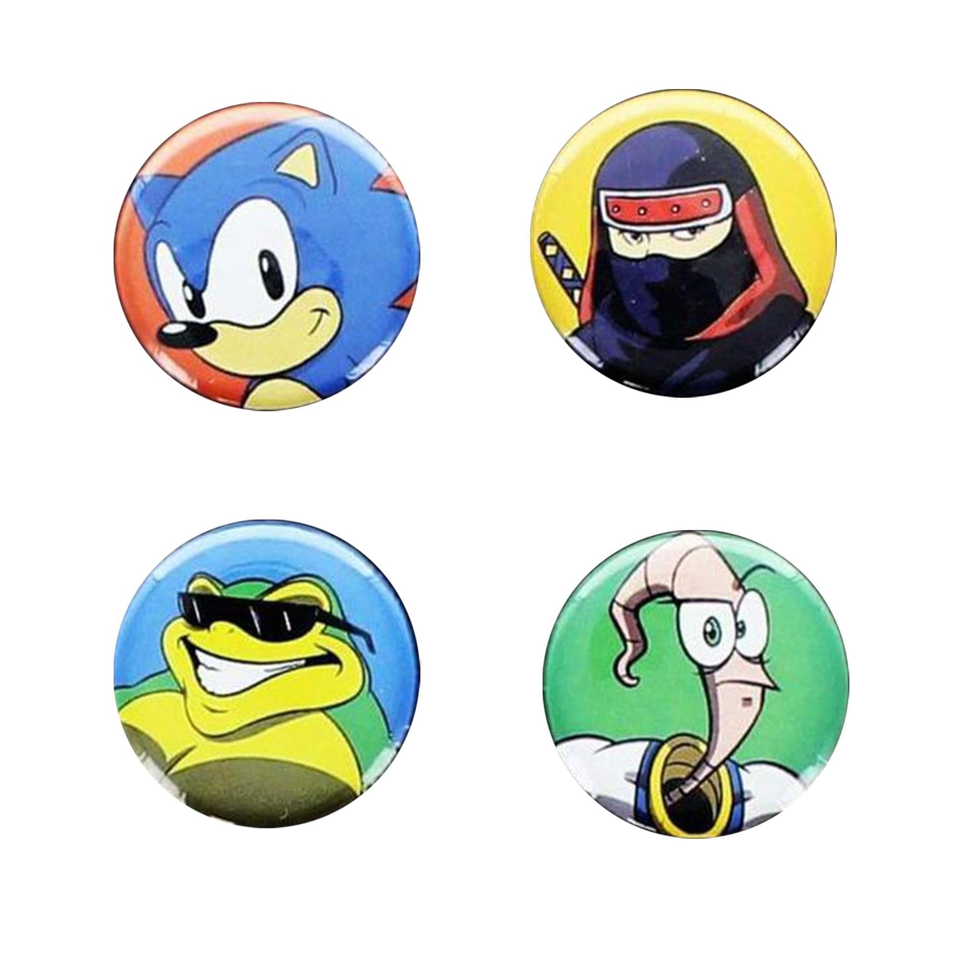 Sega Genesis Classic Game Characters Button 4 Pack