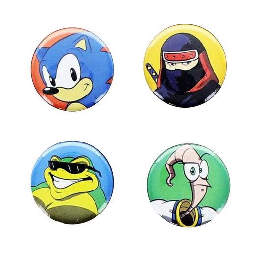 Sega Genesis Classic Game Characters Button 4 Pack