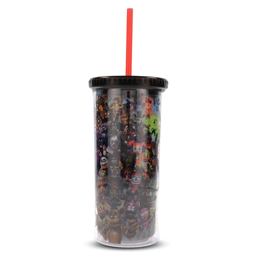Five Nights At Freddy's Collage 20-Ounce Carnival Cup With Lid and Straw