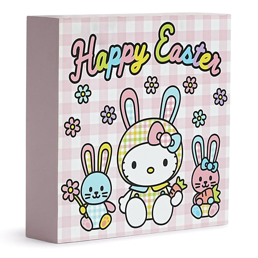 Sanrio Hello Kitty "Happy Easter" 6 x 6 Inch Wood Box Sign