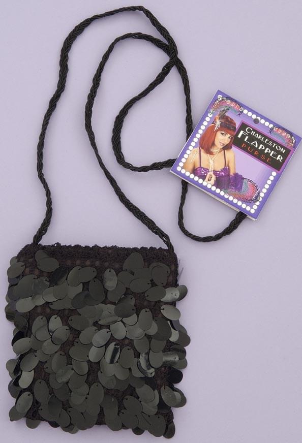 Sequin Flapper Costume Black Hand Bag