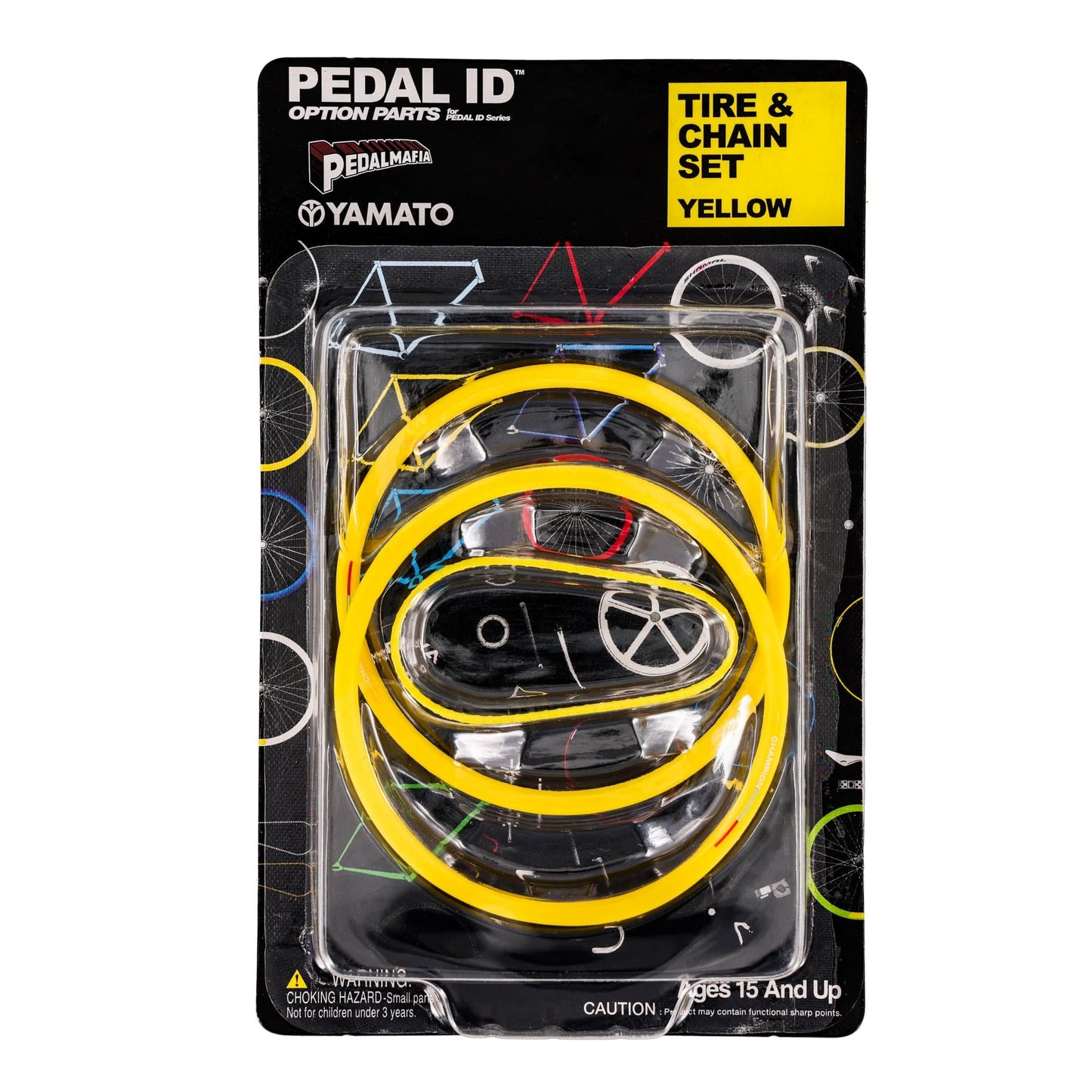 Pedal Id 1:9 Scale Bicycle: Tire & Chain Set: Yellow