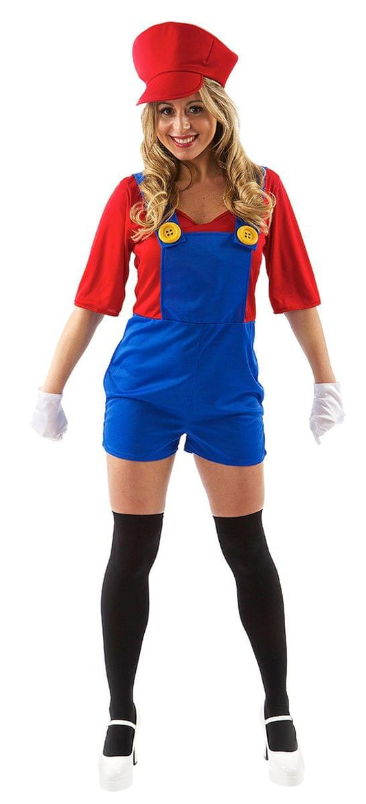 Female Super Plumber/ Mario Adult Costume - Medium