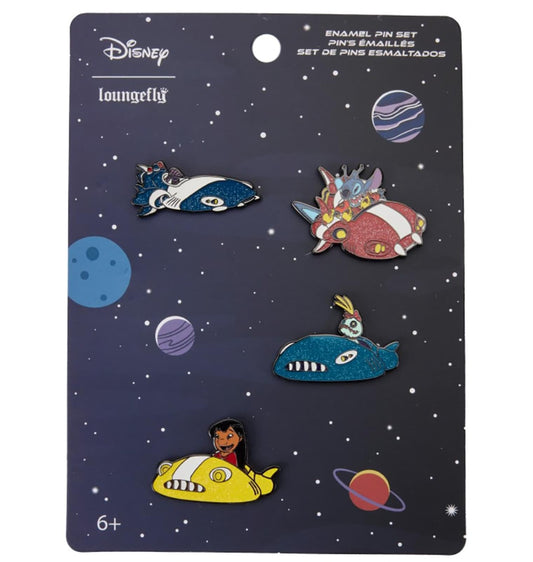 Disney Lilo & Stitch Space Adventure 4 Piece Collector Enamel Pin Set