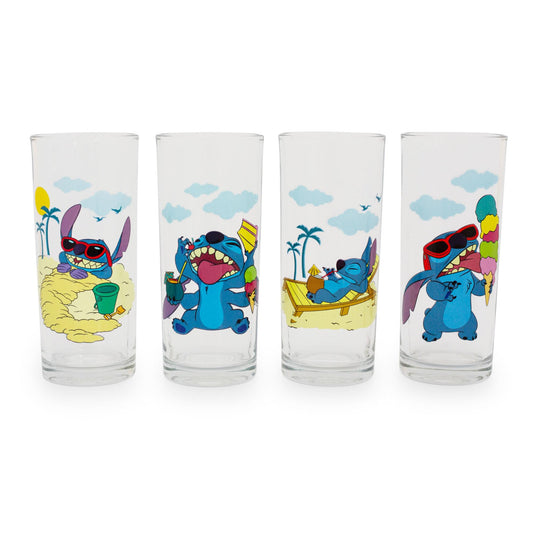 Disney Lilo & Stitch Beach Day 10-Ounce Tumbler Glasses | Set of 4