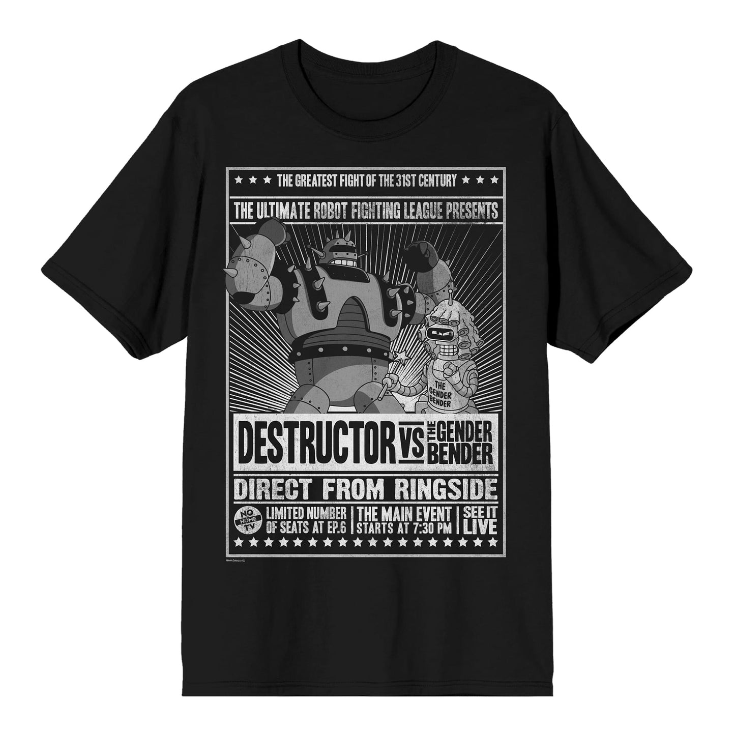 Futurama Destructor VS Gender Bender Fight Poster T-Shirt | Large