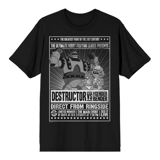 Futurama Destructor VS Gender Bender Fight Poster T-Shirt | Large