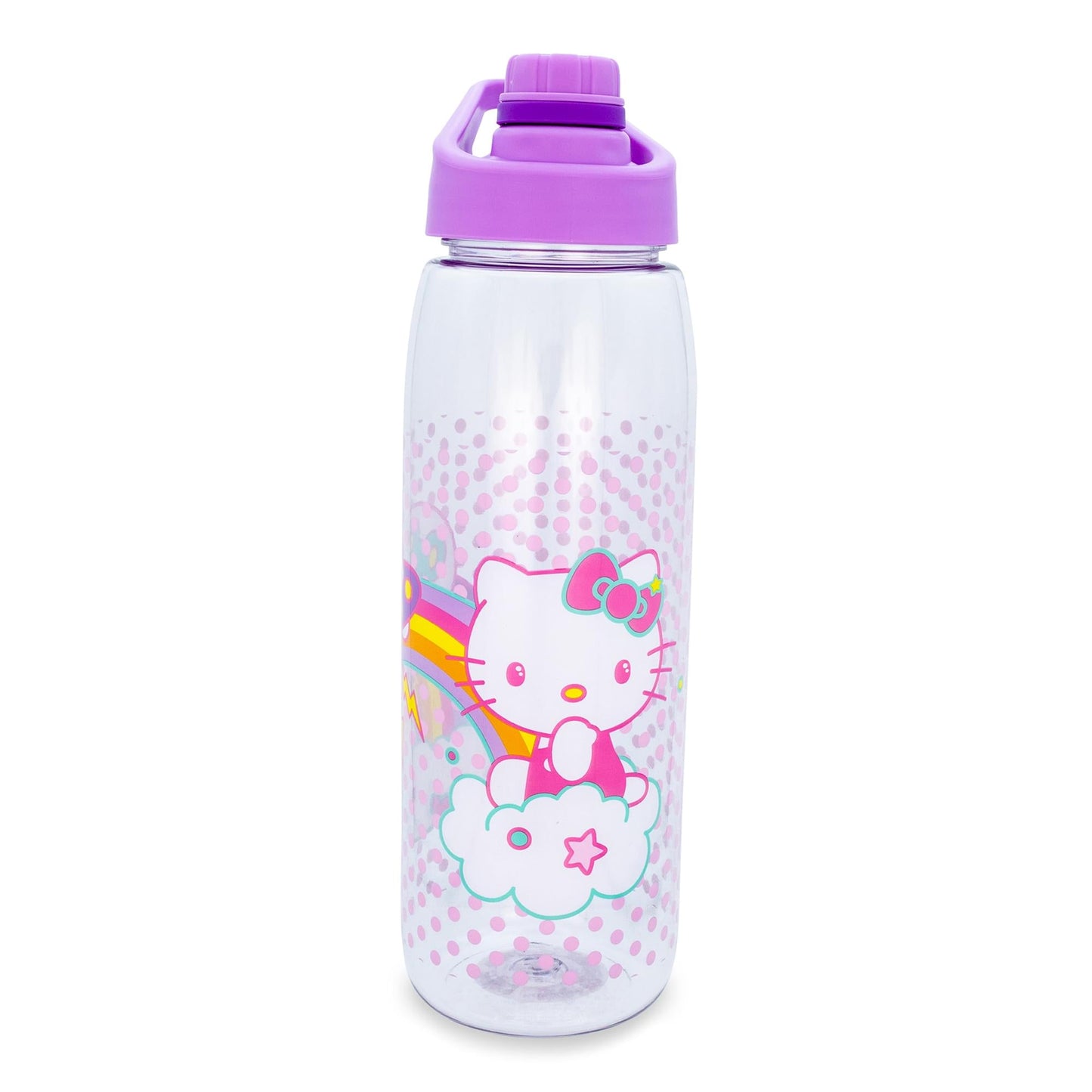 Sanrio Hello Kitty and Joey Rainbow Plastic Water Bottle With Screw-Top Lid