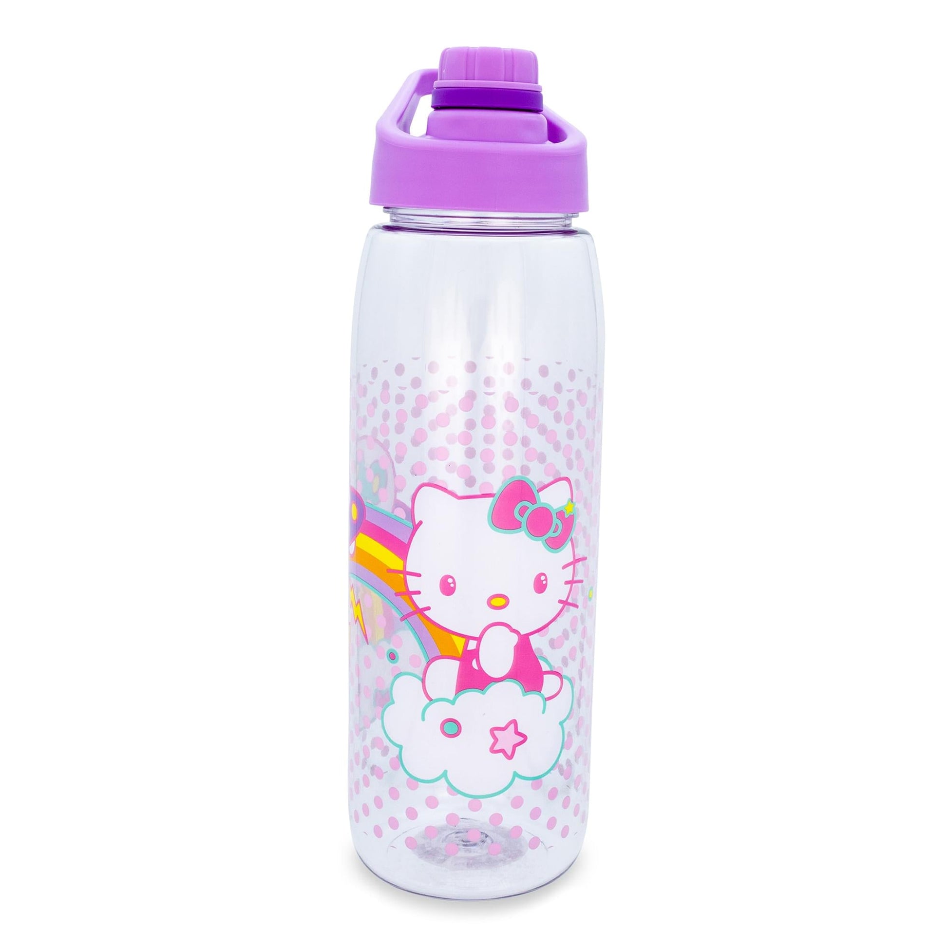 Sanrio Hello Kitty and Joey Rainbow Plastic Water Bottle With Screw-Top Lid