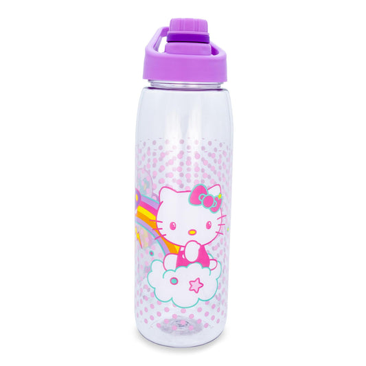 Sanrio Hello Kitty and Joey Rainbow Plastic Water Bottle With Screw-Top Lid