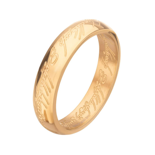 Lord Of The Rings One Ring Stainless Steel Gold IP Adult Replica Ring | Size 10