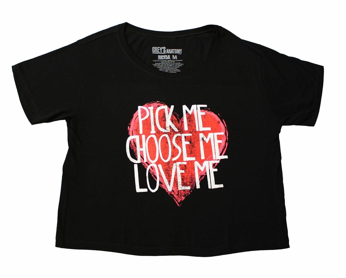 Greys Anatomy "Pick Me" Women's Black Crop Top - Large