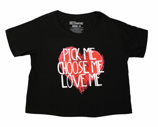 Greys Anatomy "Pick Me" Women's Black Crop Top - Large