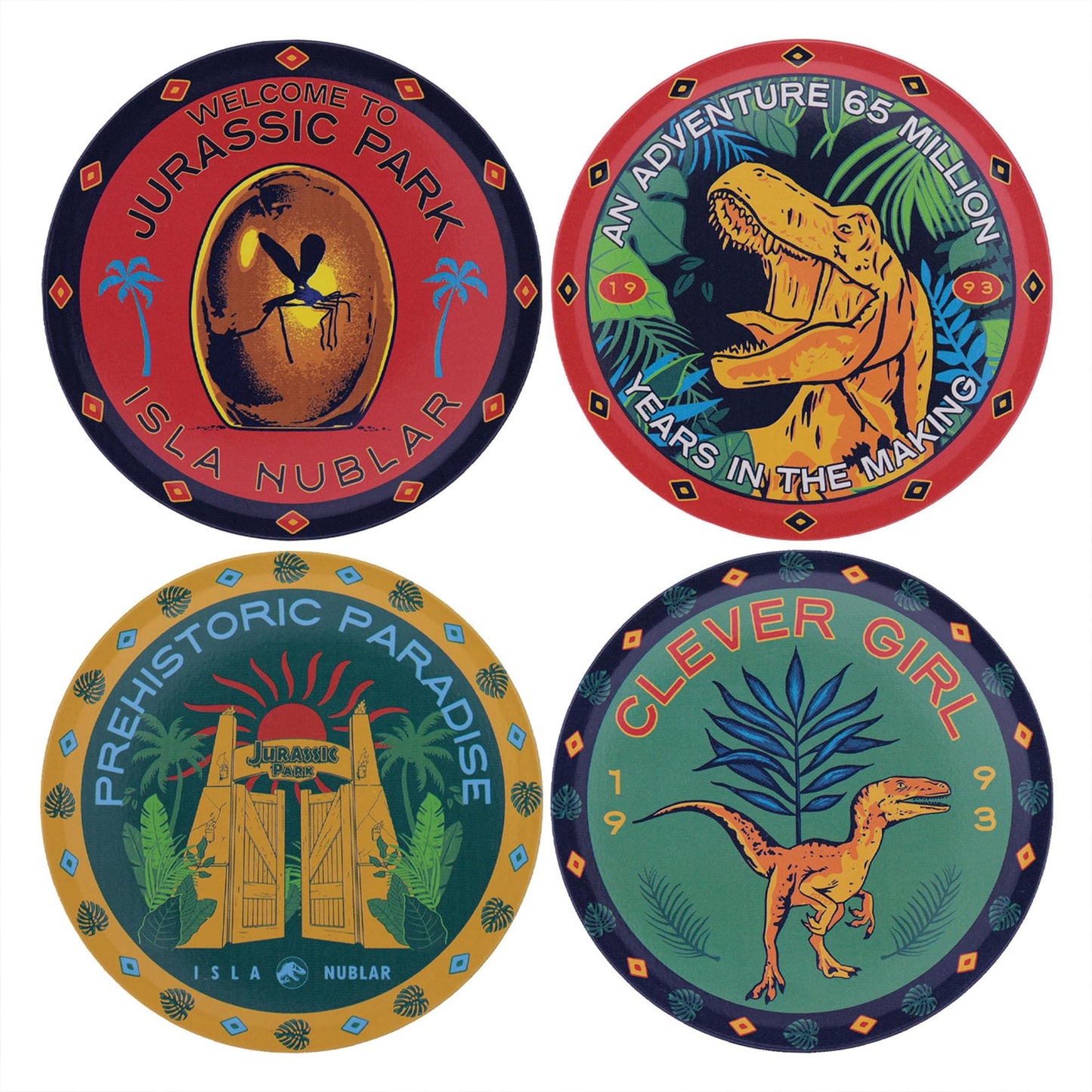 Jurassic Park 4-Piece Printed Drink Coaster Set