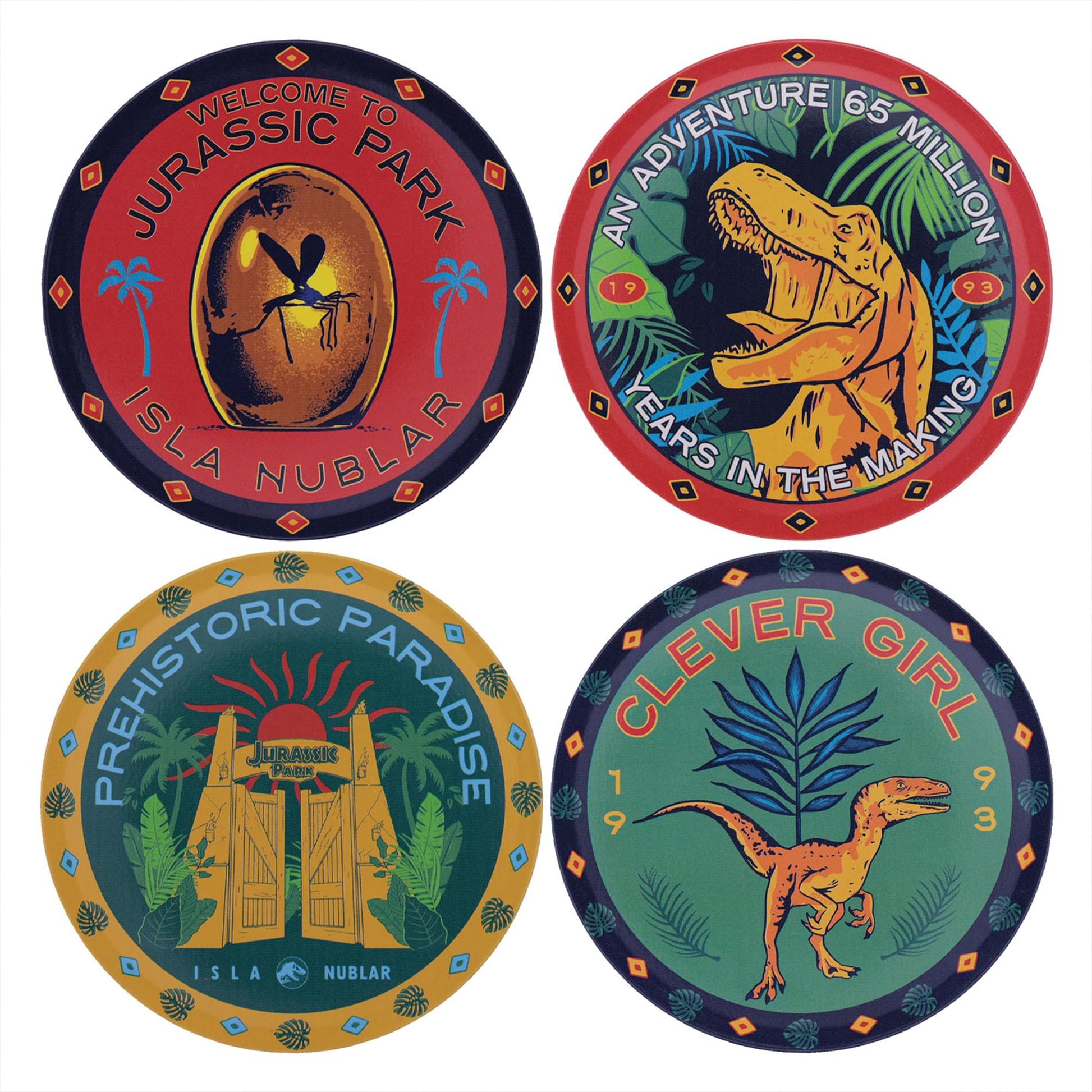 Jurassic Park 4-Piece Printed Drink Coaster Set