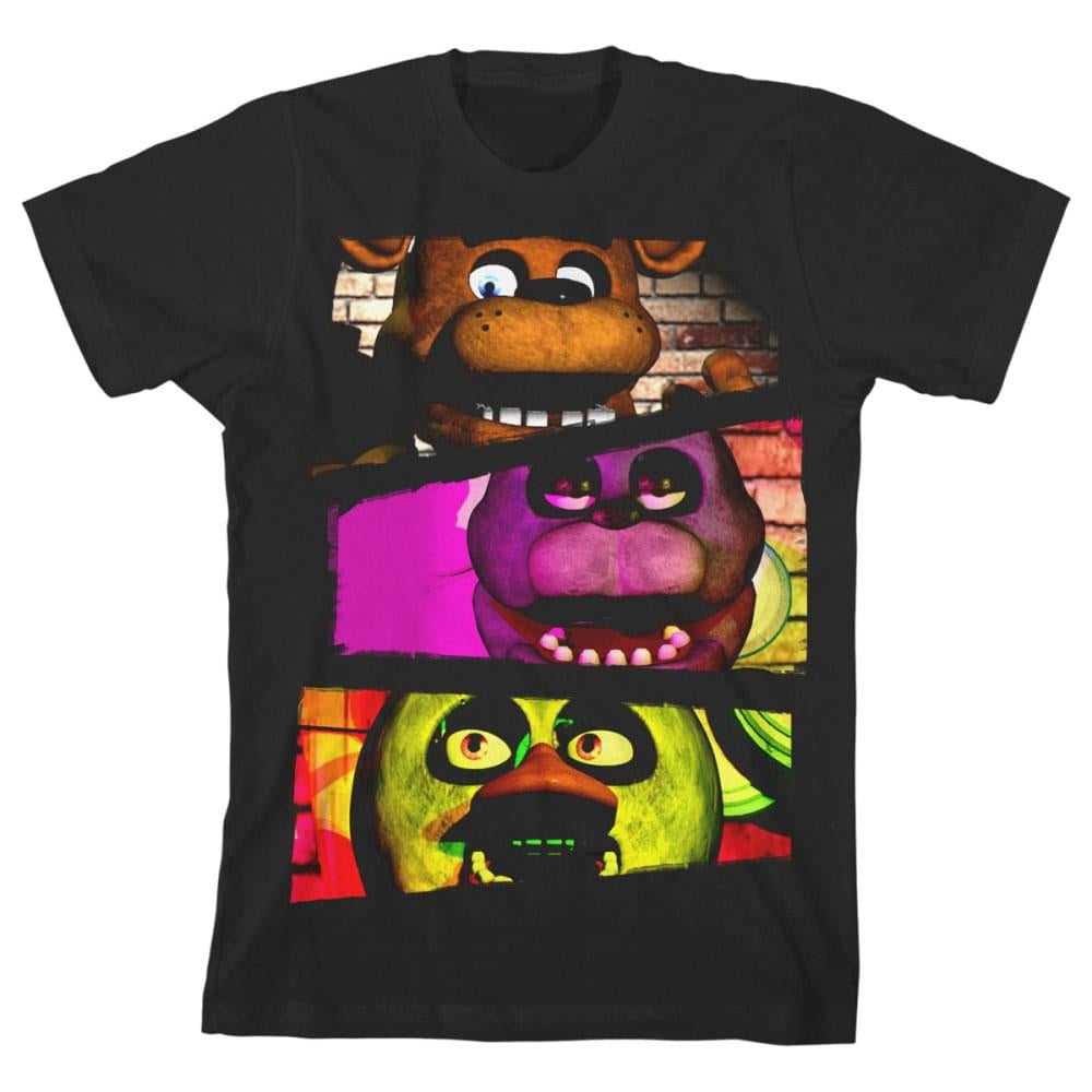 Five Nights at Freddy's "Characters" Boy's Black T-Shirt: Small