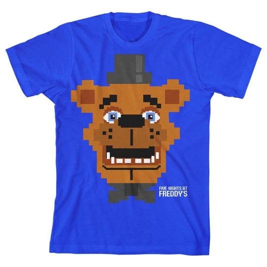Five Nights at Freddys "Pixel Freddy" Boy's Blue T-Shirt: Medium