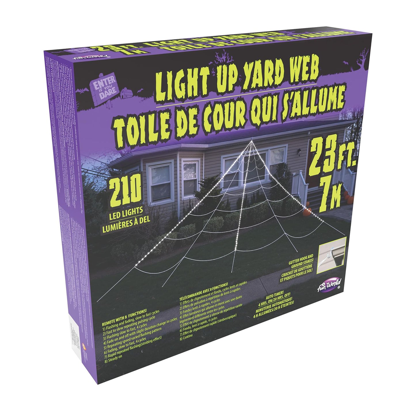 Mega 24 Foot Light-Up 210 LED Yard Web Halloween Decor