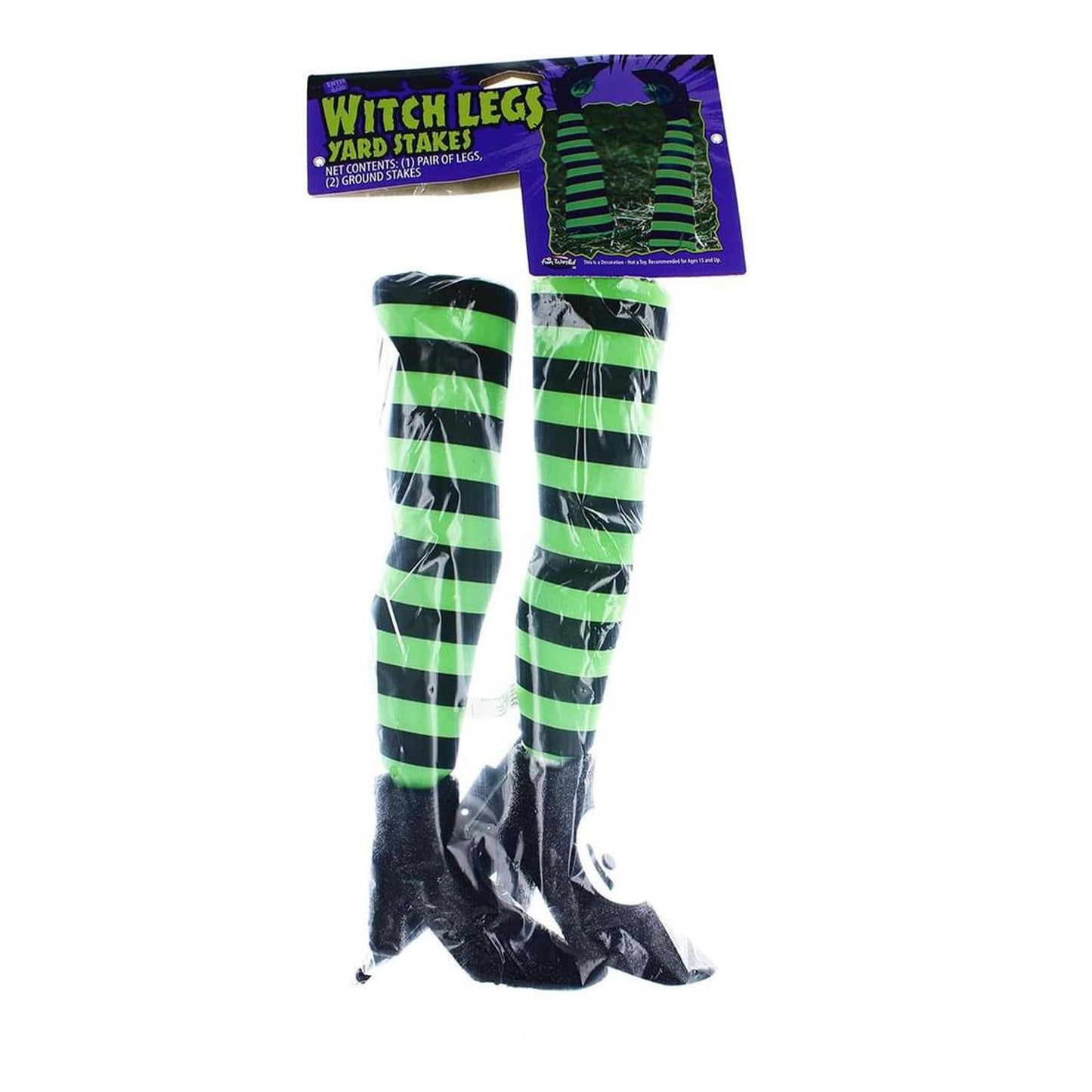 Witch Legs Yard Stakes Green/Black Halloween Décor