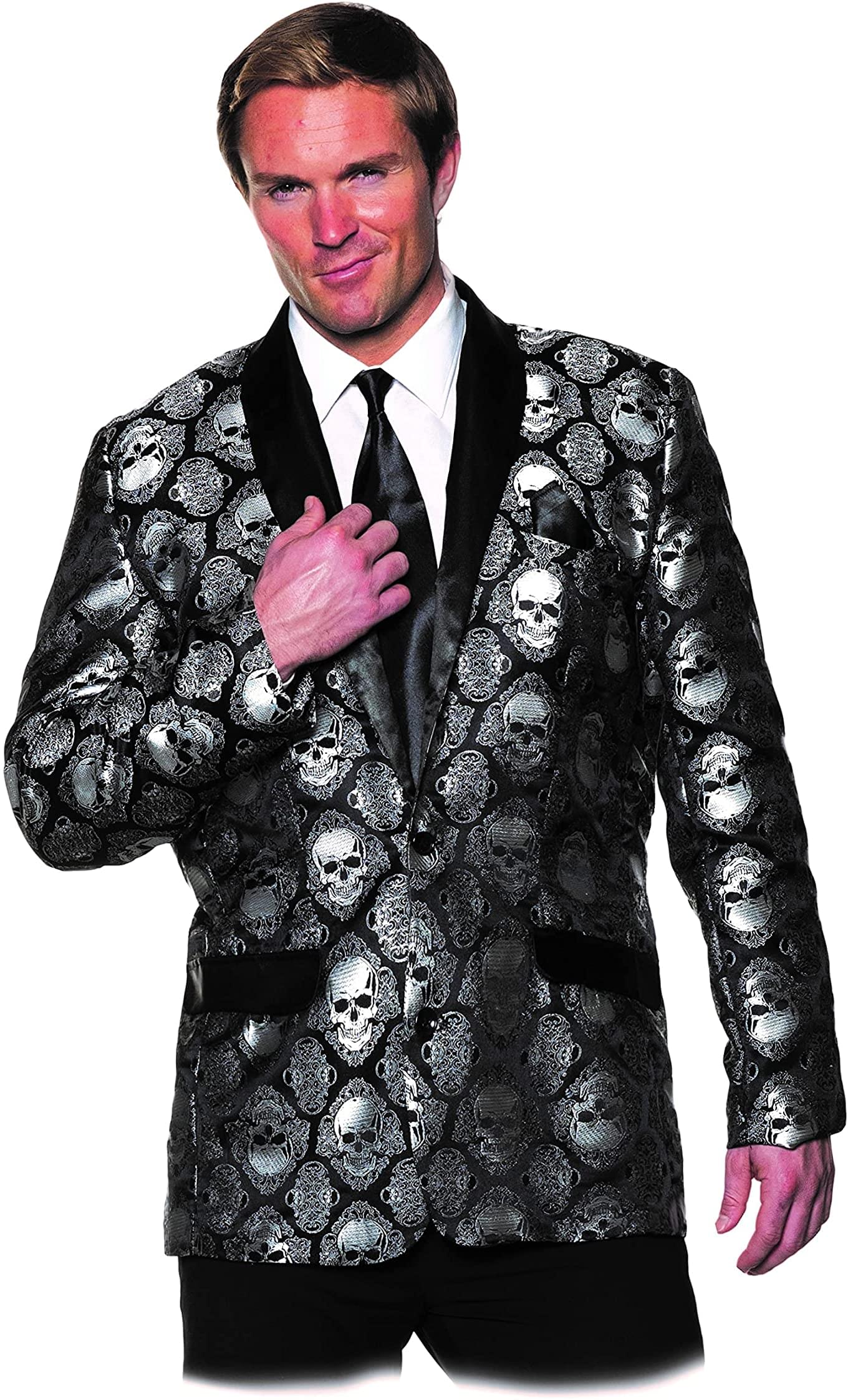 Silver Jacard Skull Jacket Adult Costume Accessory | One Size