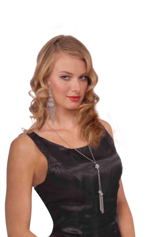 Vintage Hollywood Costume Necklace With Disco Ball & Tassels Necklace One Size