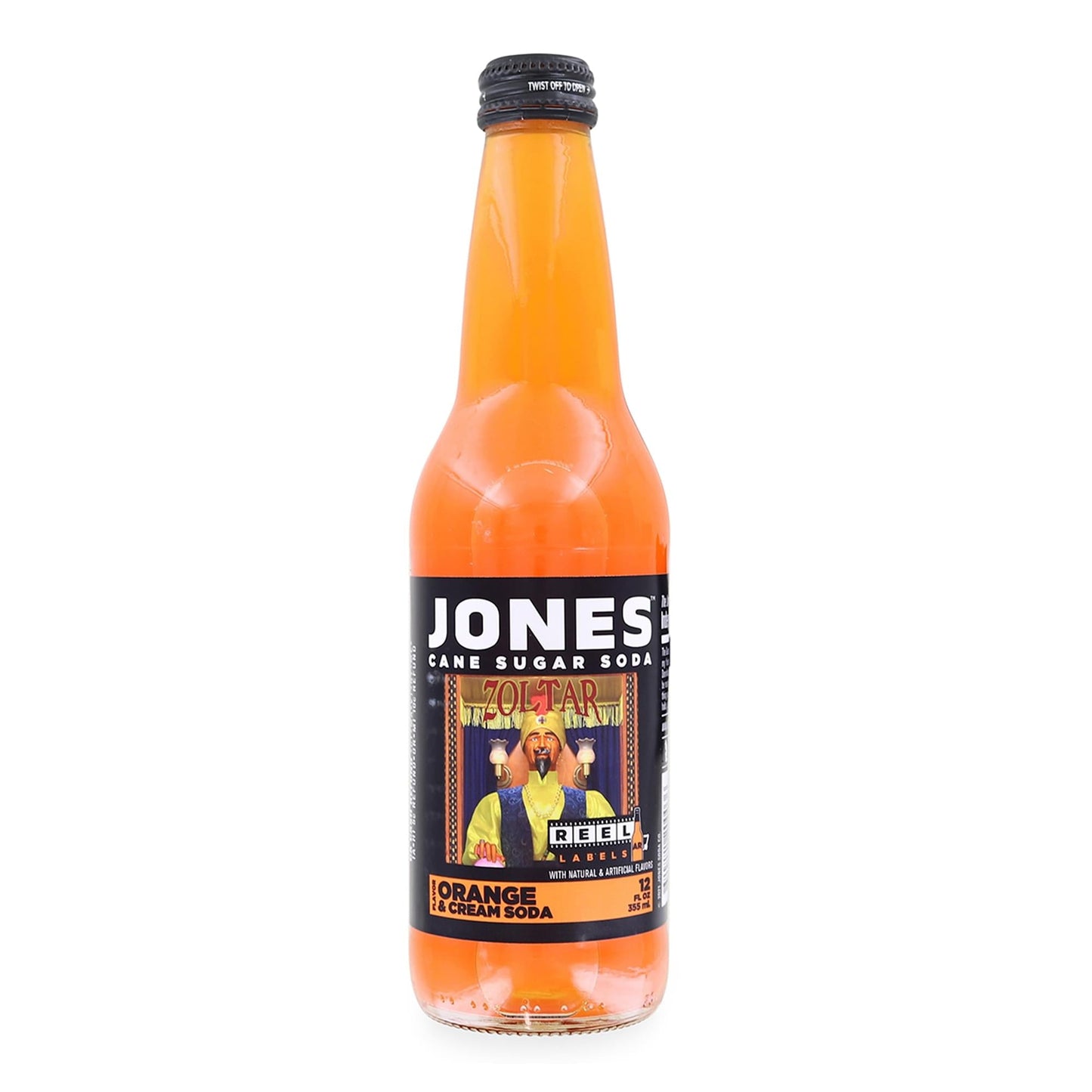 Zoltar AR Reel Label 12oz Jones Soda | Orange and Cream