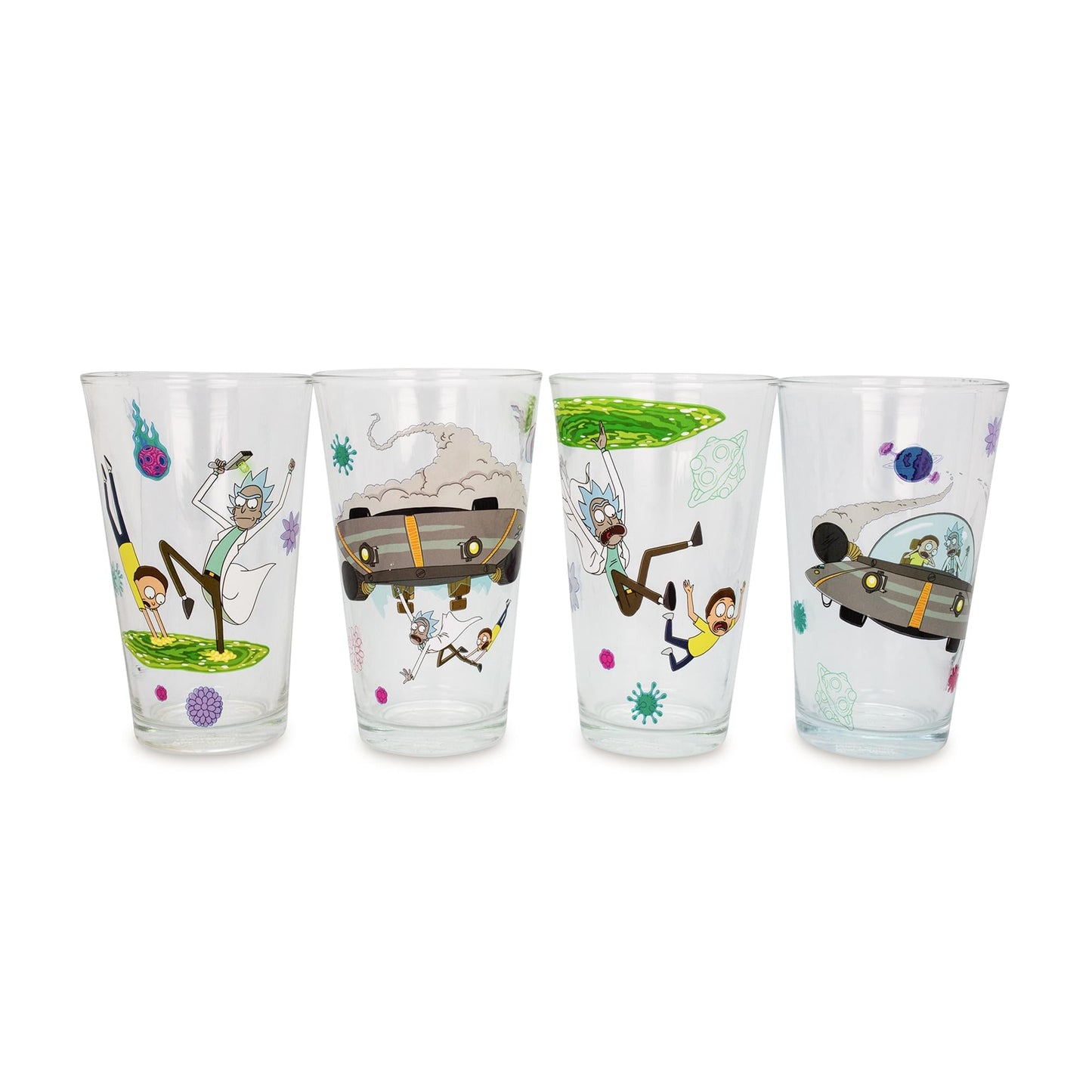 Rick and Morty 16-Ounce Pint Glasses | Set of 4
