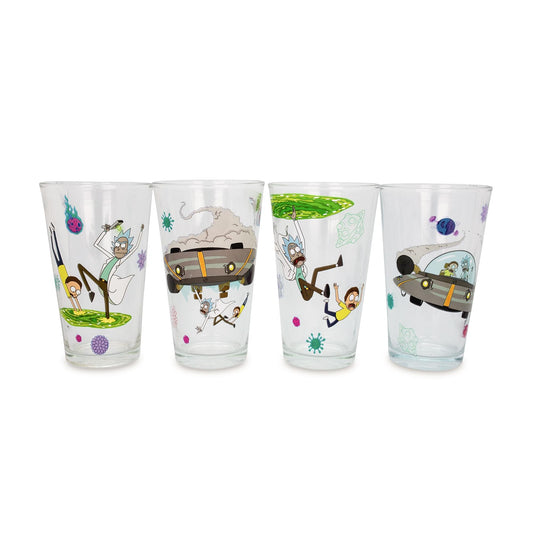 Rick and Morty 16-Ounce Pint Glasses | Set of 4