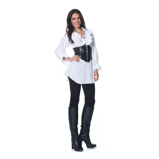 Pirate Adult Costume White Laced-Front Blouse Medium