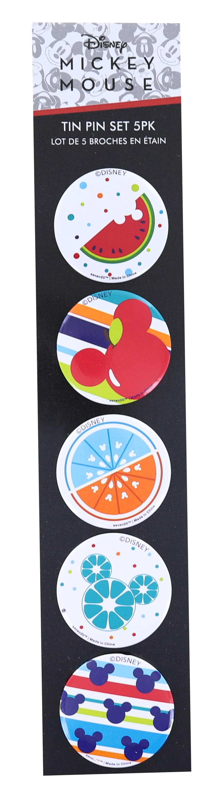 Disney Mickey Mouse Fruit 5 Piece Tin Button Set
