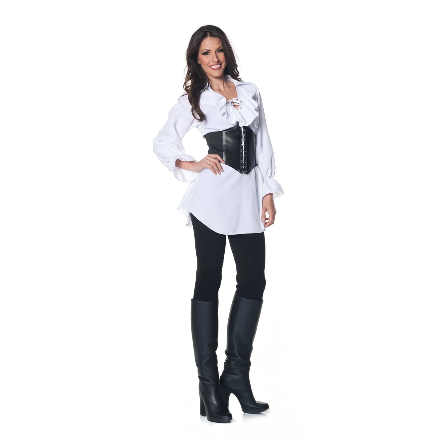 Pirate Adult Costume White Laced-Front Blouse Medium